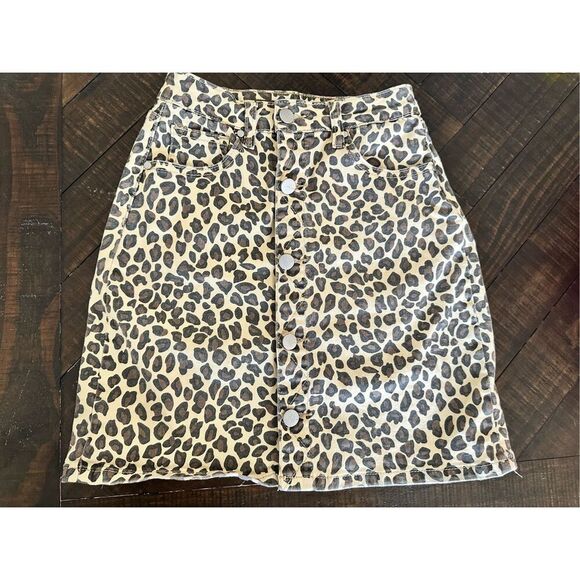 Joes Jeans Cheetah Print Tan Brown and Black Mini Skirt Size 16 - Picture 1 of 5